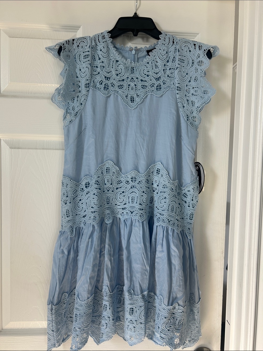Women’s light blue mini crochet dress